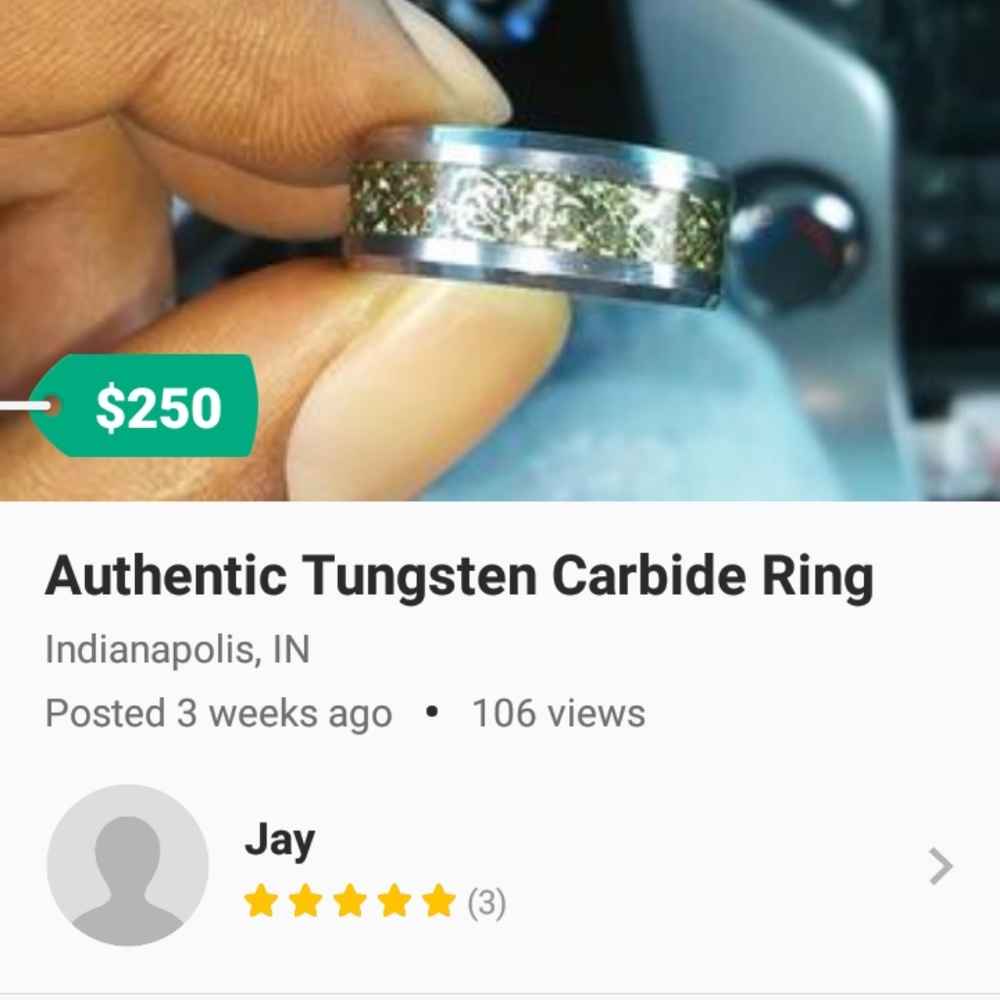 Authentic Tungsten Carbide Ring